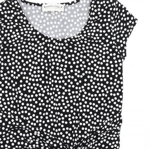 Simon Jeffrey Womens Beige Polka Dot  Basic T-Shirt Size 14