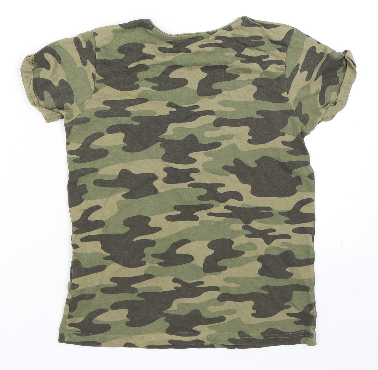 Primark Girls Green Camouflage  Basic T-Shirt Size 10-11 Years