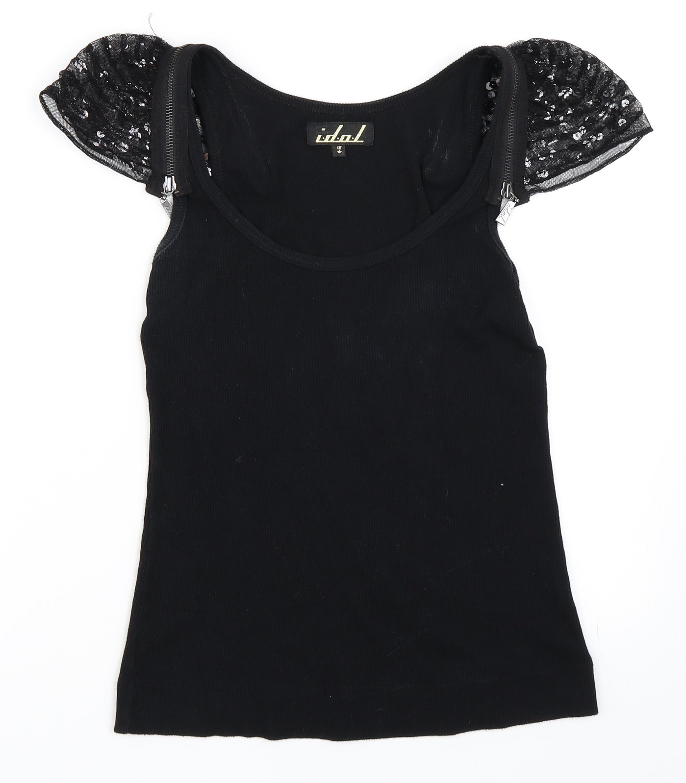 Idol Womens Black   Basic T-Shirt Size 12
