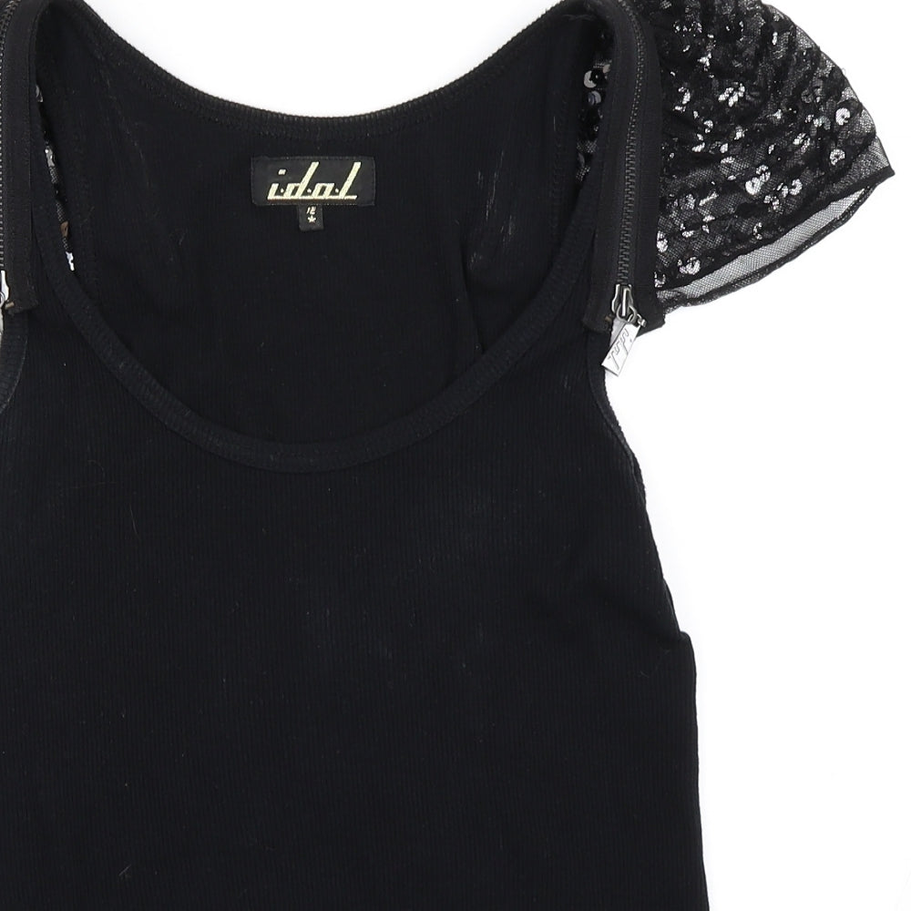 Idol Womens Black   Basic T-Shirt Size 12