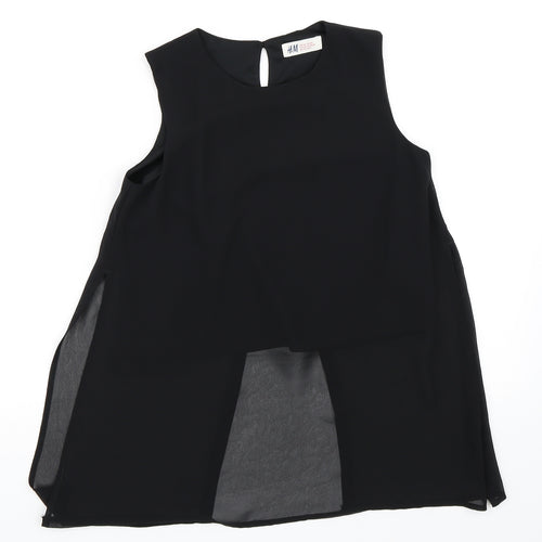 H&M Girls Black   Basic Blouse Size 8-9 Years