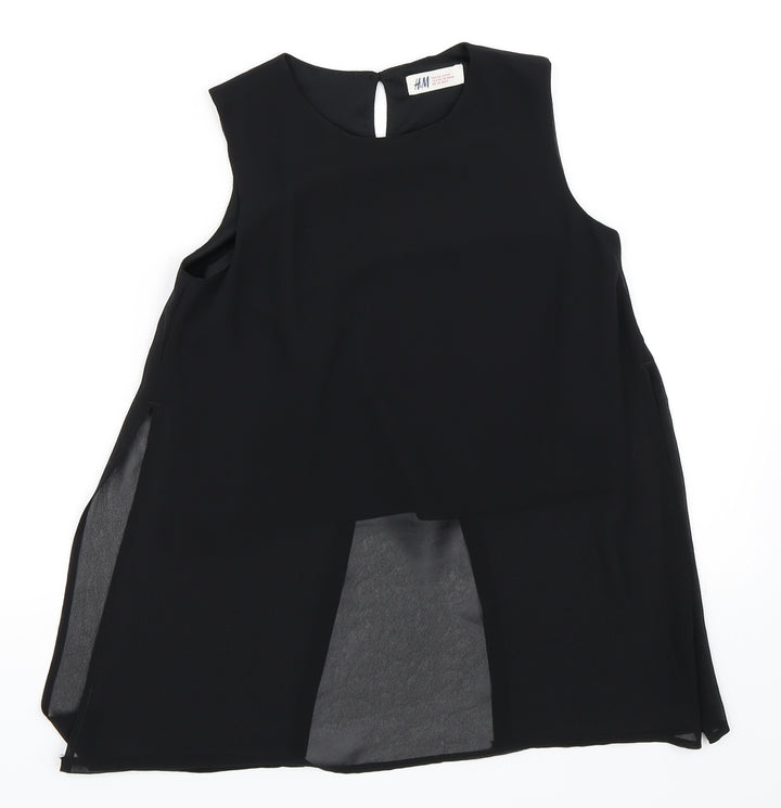 H&M Girls Black Basic Blouse Size 8-9 Years