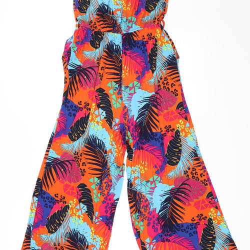George Womens Orange Floral  Jumpsuit One-Piece Size XS