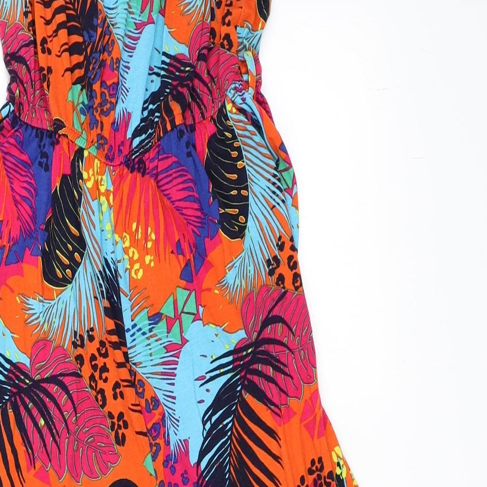 George Womens Orange Floral  Jumpsuit One-Piece Size XS