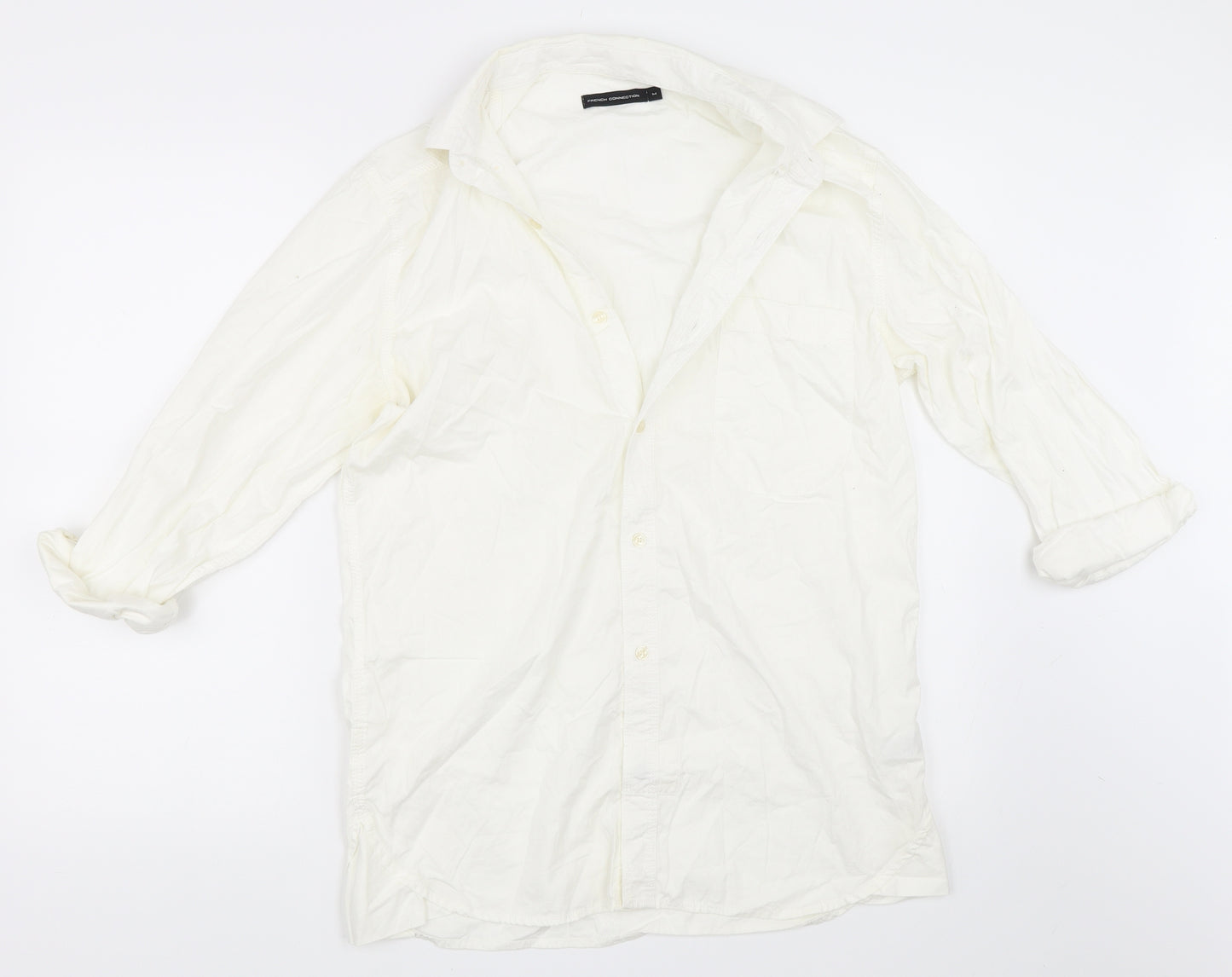 French Connection Mens White    Button-Up Size M