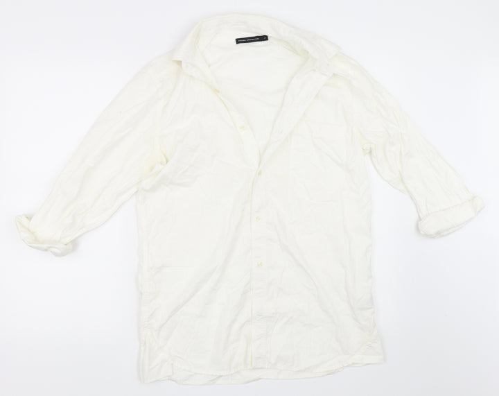 French Connection Mens White    Button-Up Size M