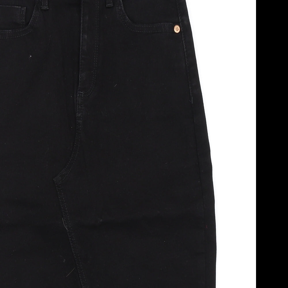 River Island Womens Black  Denim Straight & Pencil Skirt Size 8