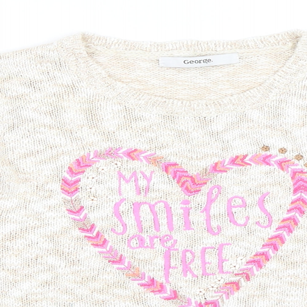 George Girls Beige   Pullover Jumper Size 5-6 Years