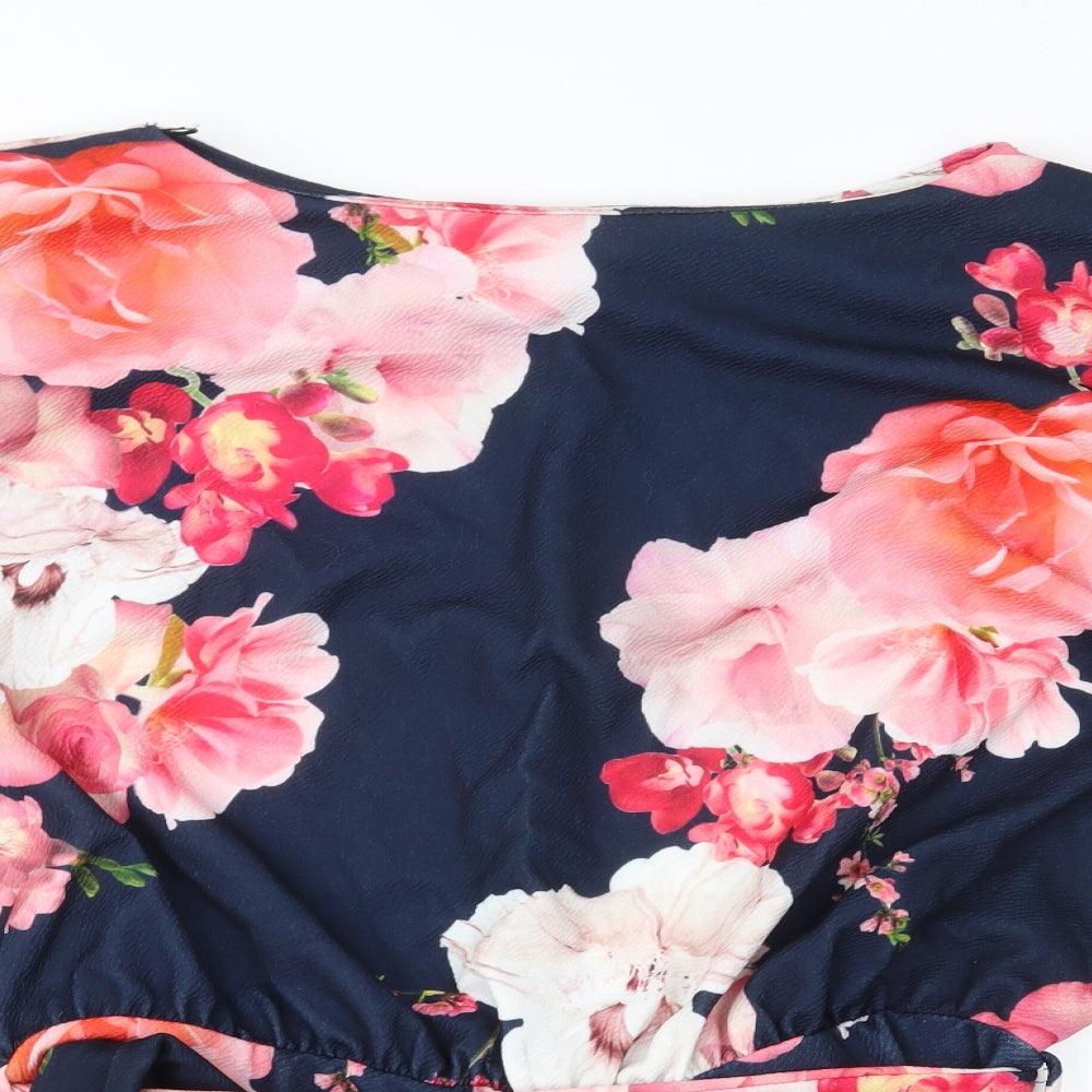 Quiz Womens Black Floral  Basic Blouse Size 16