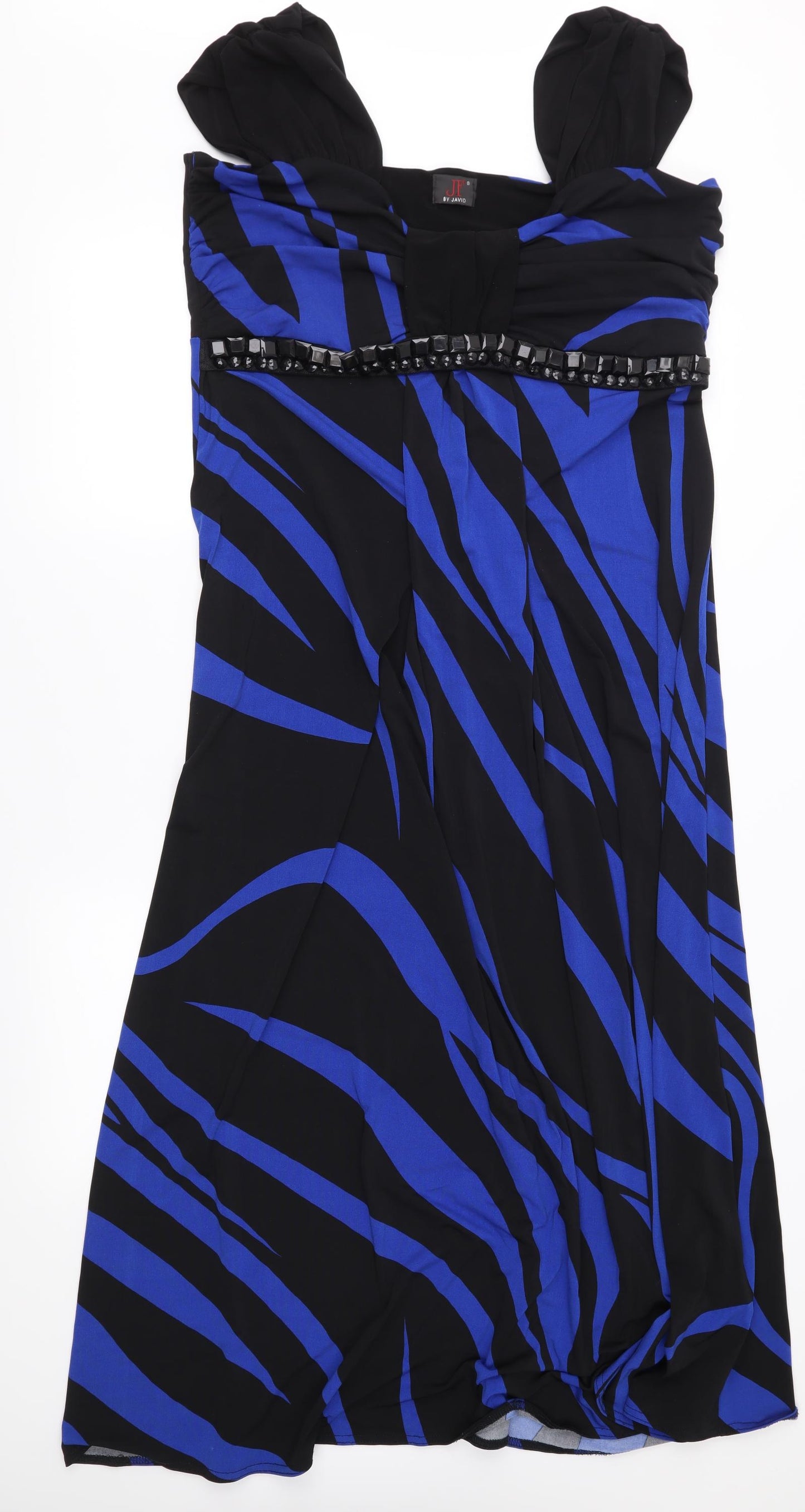Javid Womens Black Geometric Jersey Maxi  Size 18