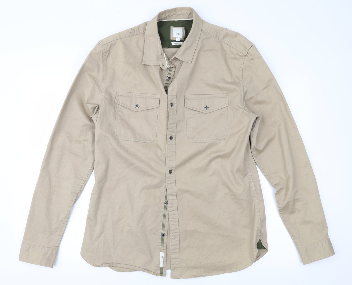 River Island Mens Beige    Button-Up Size L