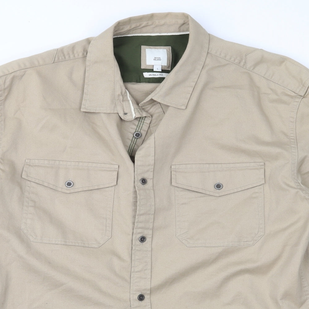 River Island Mens Beige    Button-Up Size L