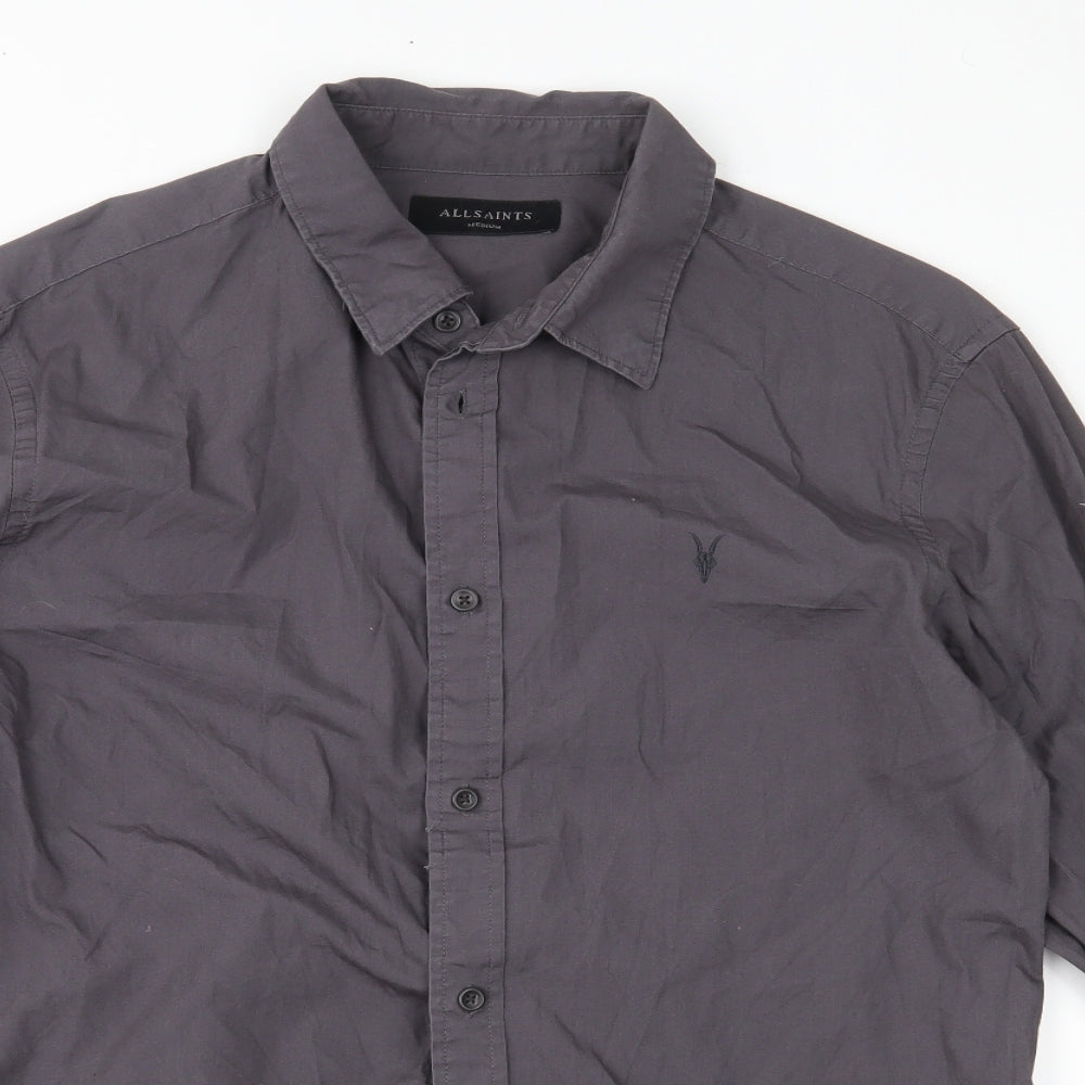 AllSaints Mens Grey    Button-Up Size M