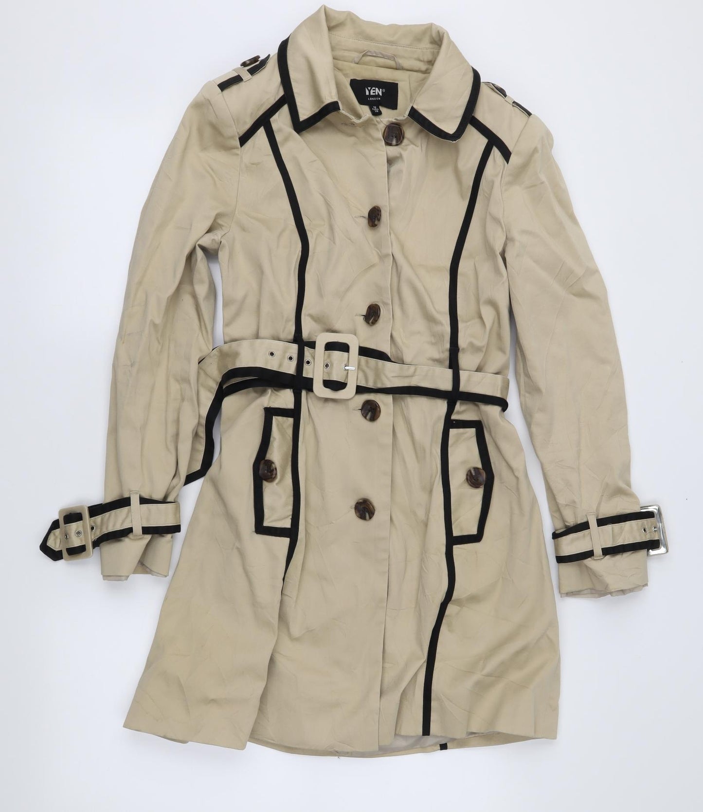 Yen Womens Brown   Trench Coat Coat Size 10