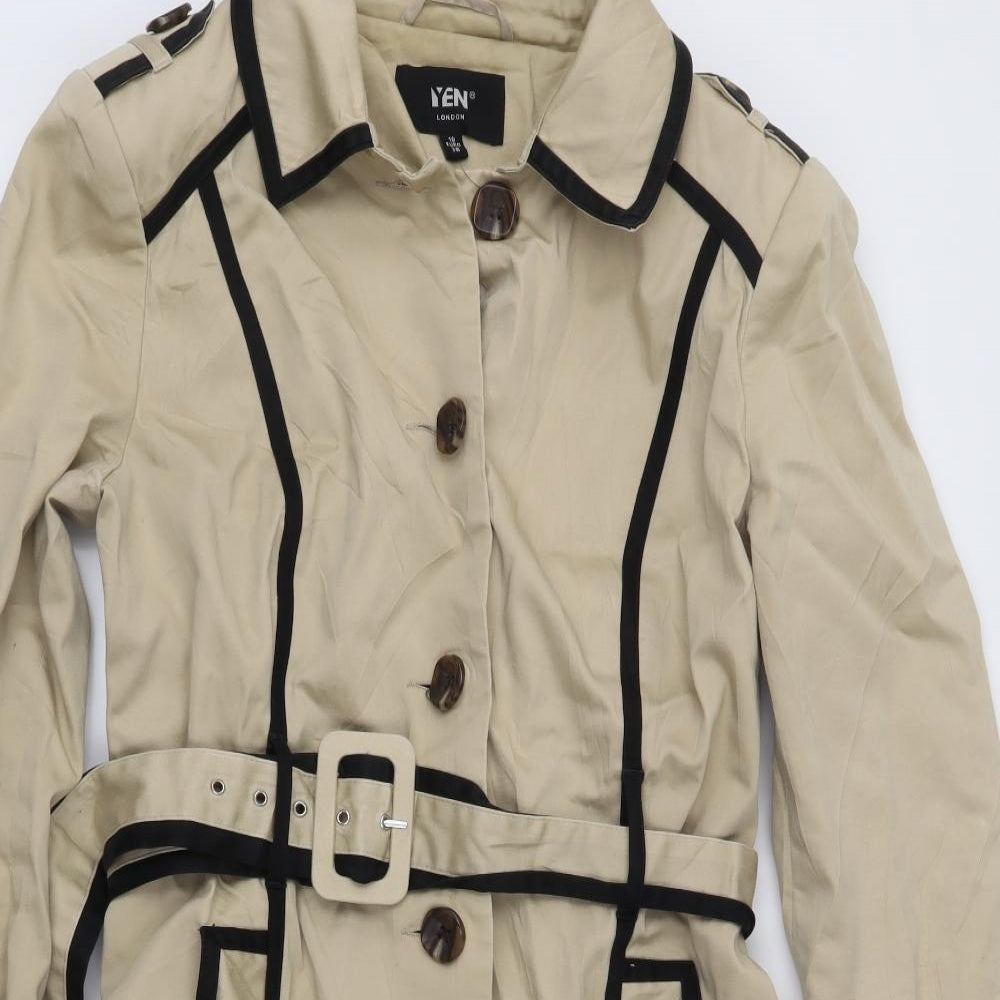Yen Womens Brown   Trench Coat Coat Size 10