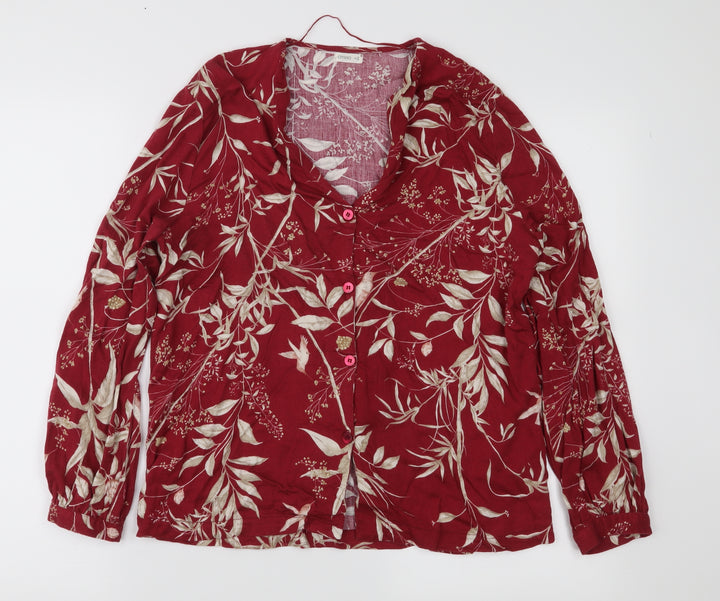 Oysho Womens Red Floral Basic Blouse Size S