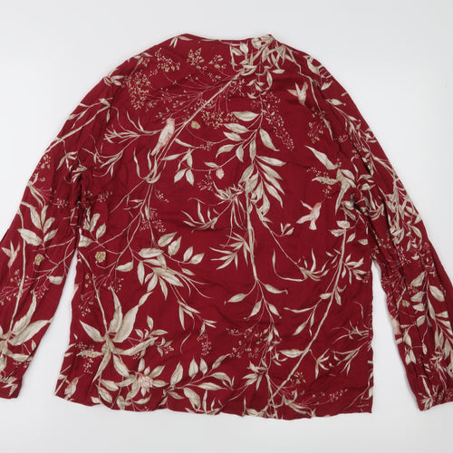 Oysho Womens Red Floral  Basic Blouse Size S