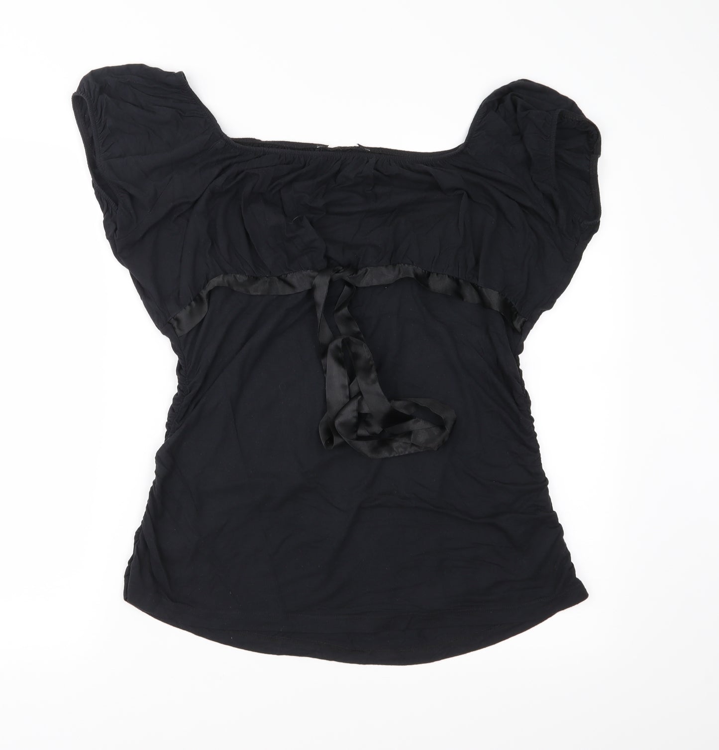 Preworn Womens Black  Jersey Basic Blouse Size 18
