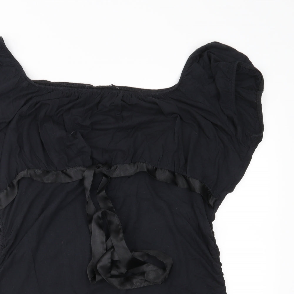 Preworn Womens Black  Jersey Basic Blouse Size 18