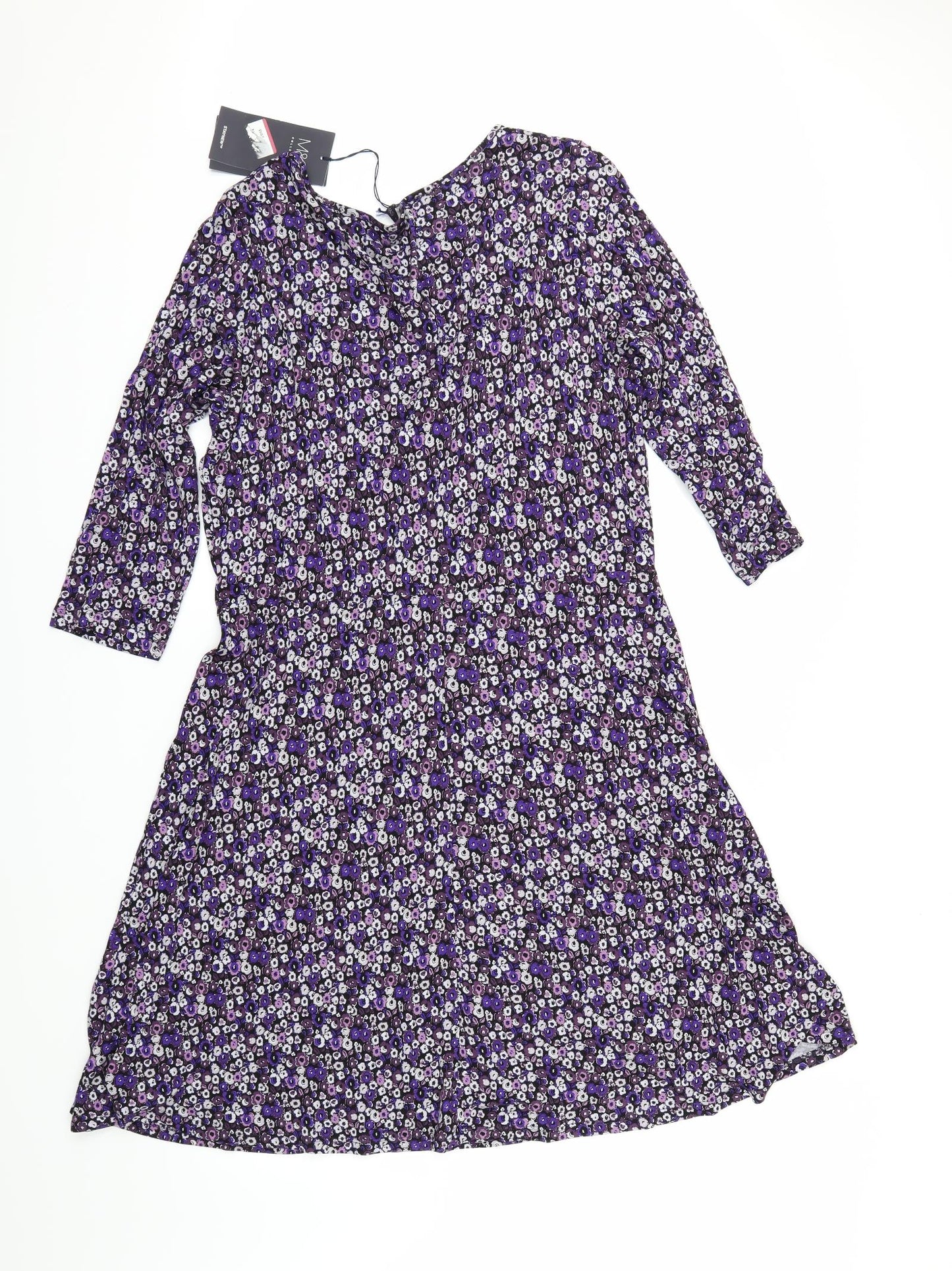 Marks and Spencer Womens Purple Geometric  A-Line  Size 18
