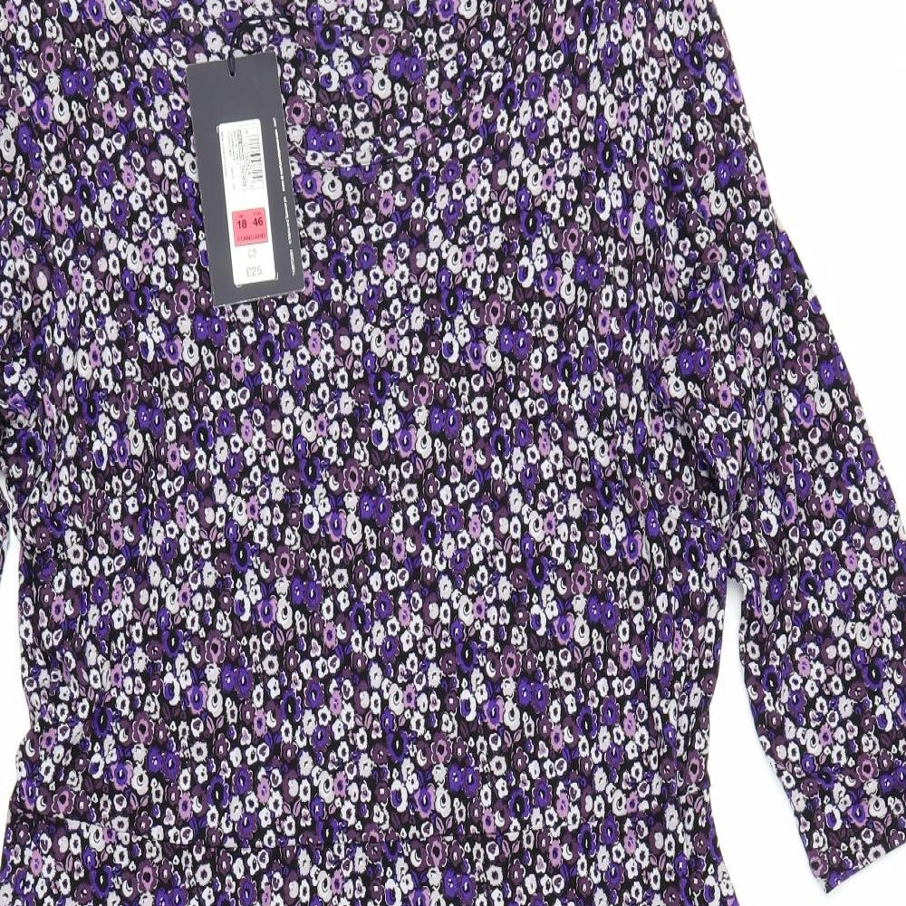Marks and Spencer Womens Purple Geometric  A-Line  Size 18