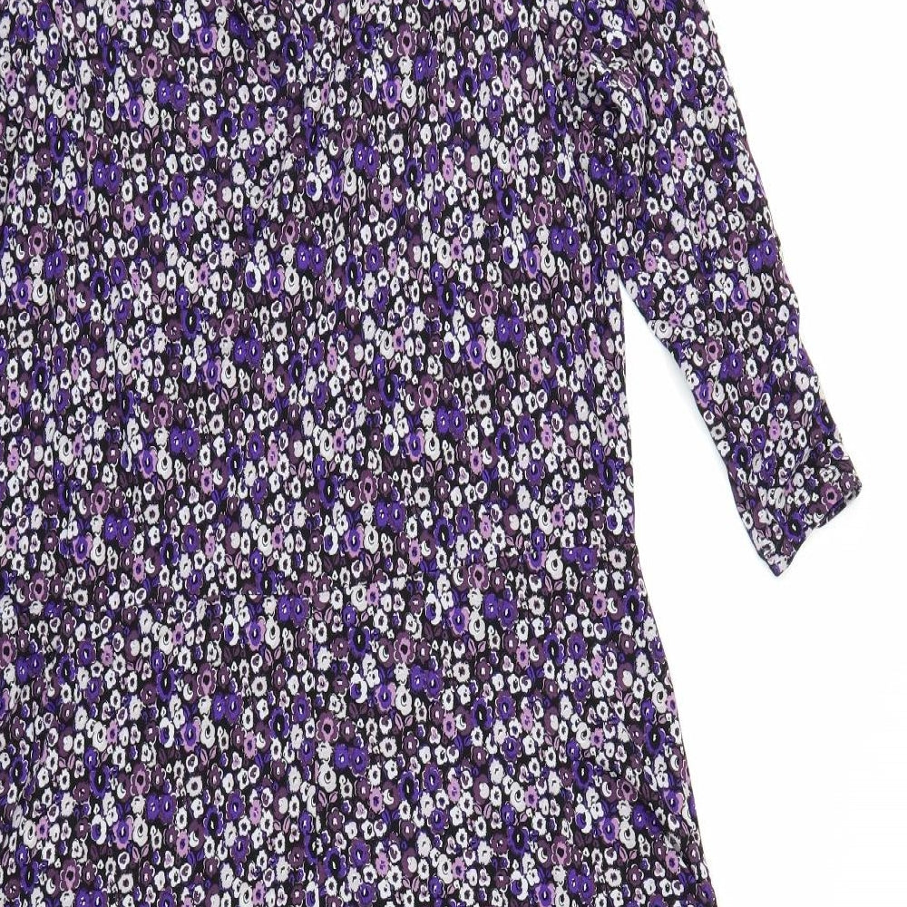 Marks and Spencer Womens Purple Geometric  A-Line  Size 18