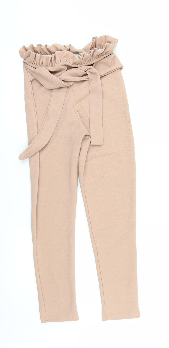 PRETTYLITTLETHING Womens Beige Trousers Size 8 L25 in