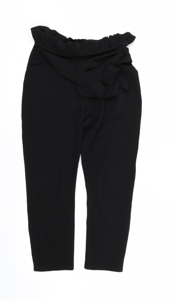 PRETTYLITTLETHING Womens Black Trousers Size 10 L23 in