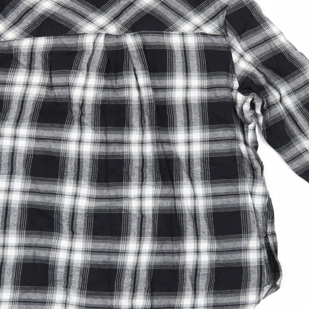New Look Womens Black Check  Tunic Button-Up Size 12