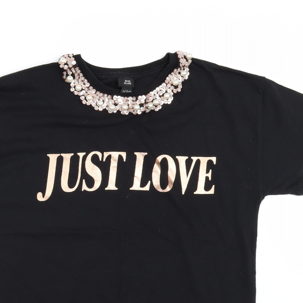 NEXT Girls Black   Basic T-Shirt Size 11-12 Years