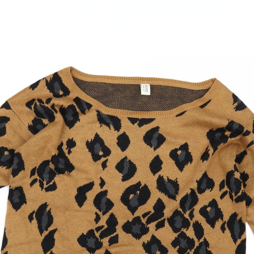 de.crop Womens Brown Geometric  Pullover Jumper Size S