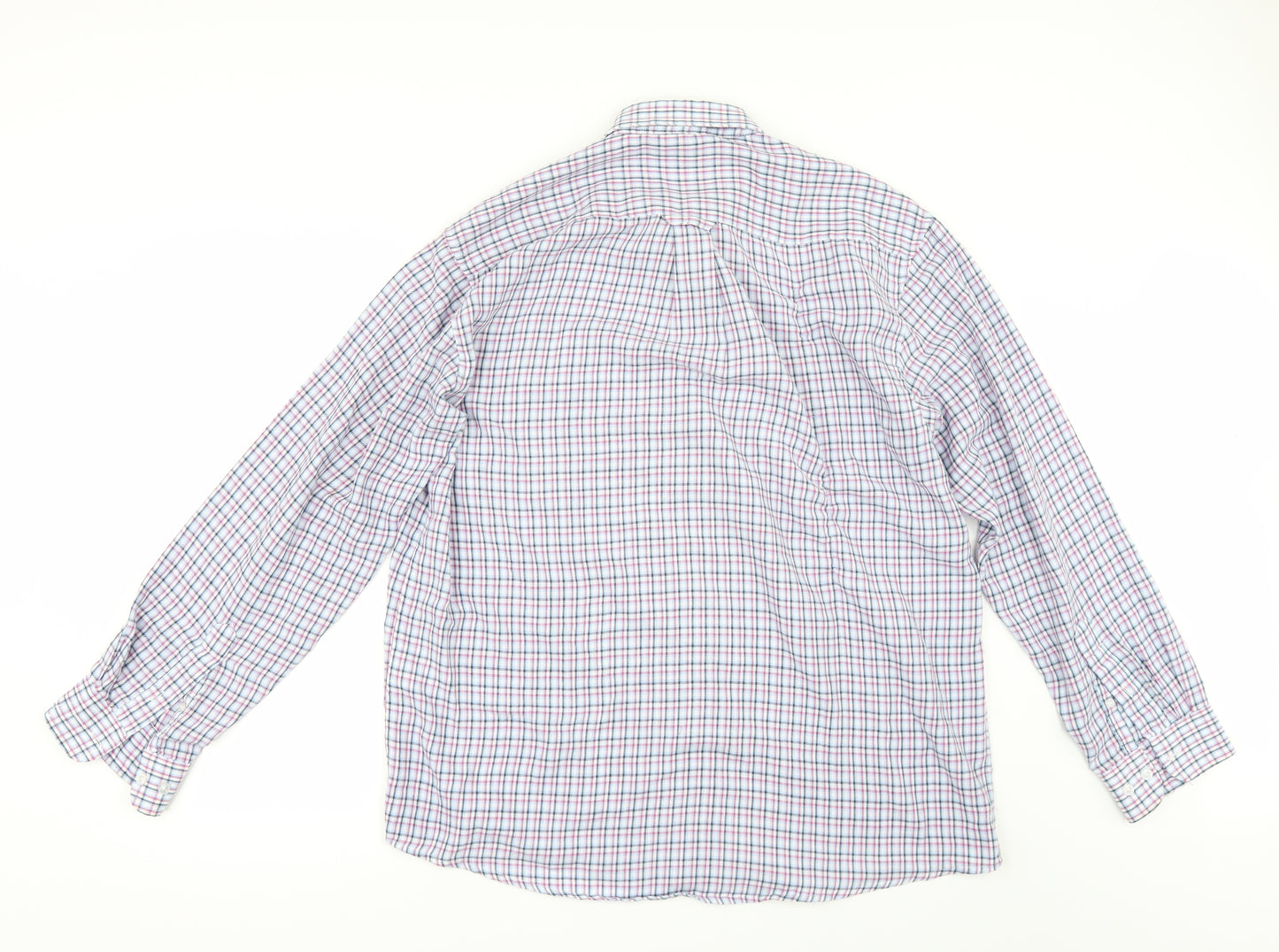 EWM Mens Blue Check   Button-Up Size L