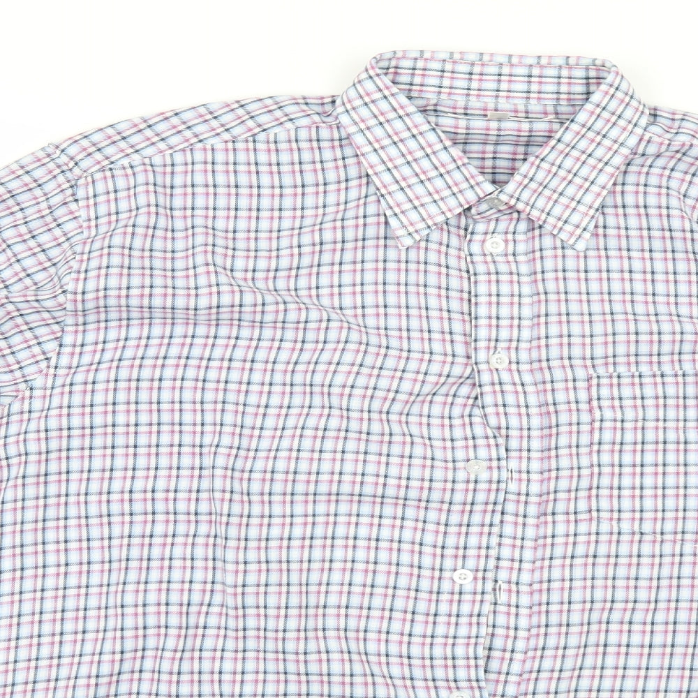 EWM Mens Blue Check   Button-Up Size L