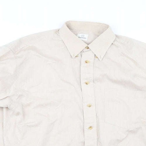 Burtons Mens Beige    Button-Up Size 16