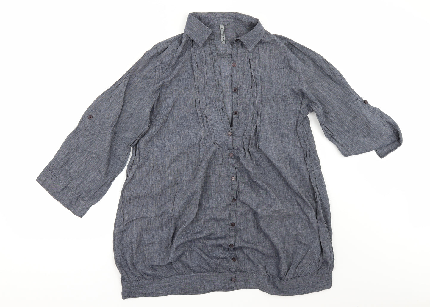 Evie Womens Blue   Tunic Button-Up Size 20