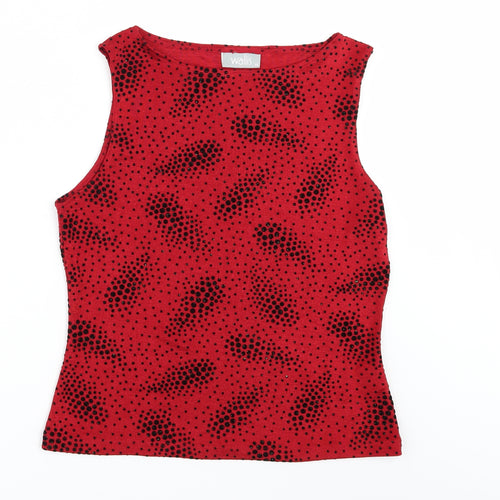 Wallis Womens Red Polka Dot  Basic T-Shirt Size 14