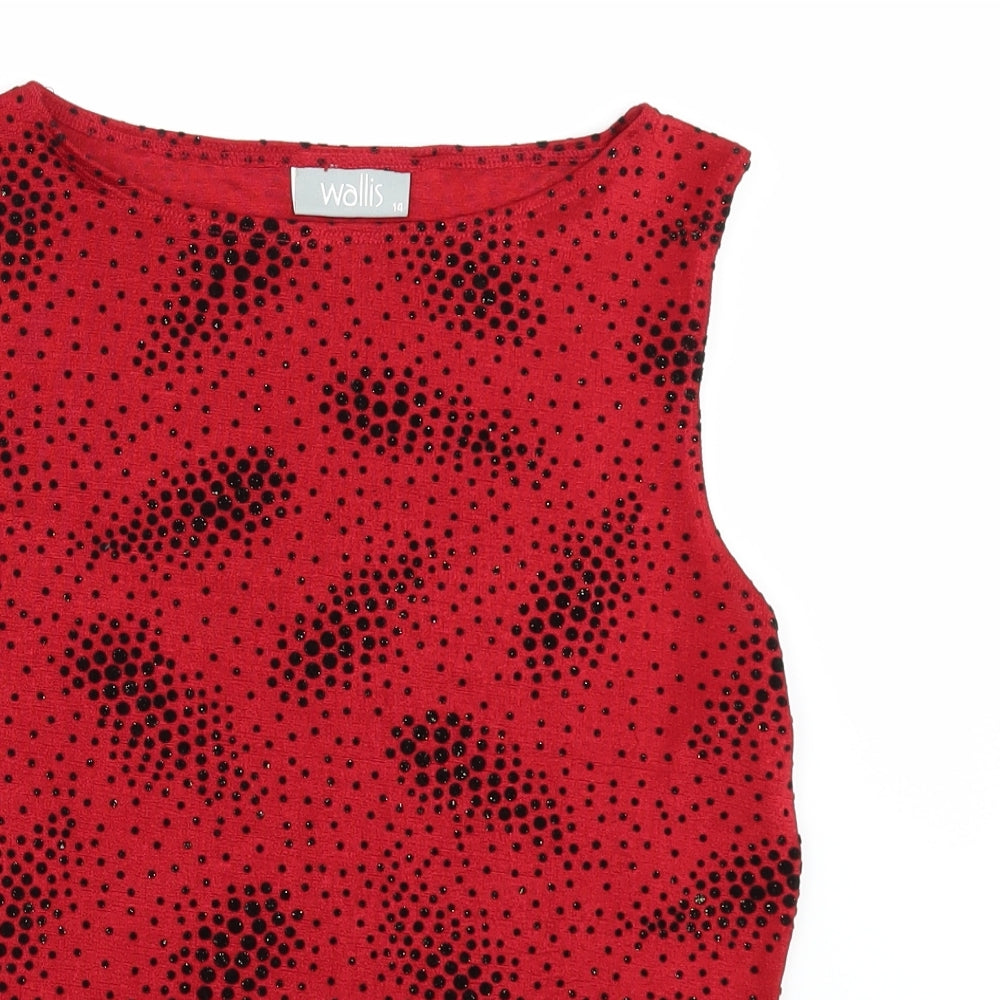 Wallis Womens Red Polka Dot  Basic T-Shirt Size 14