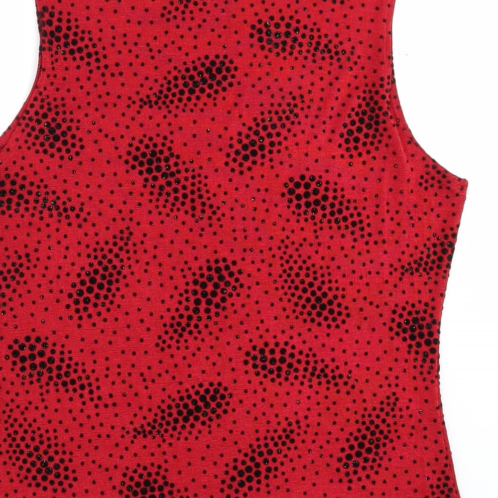 Wallis Womens Red Polka Dot  Basic T-Shirt Size 14
