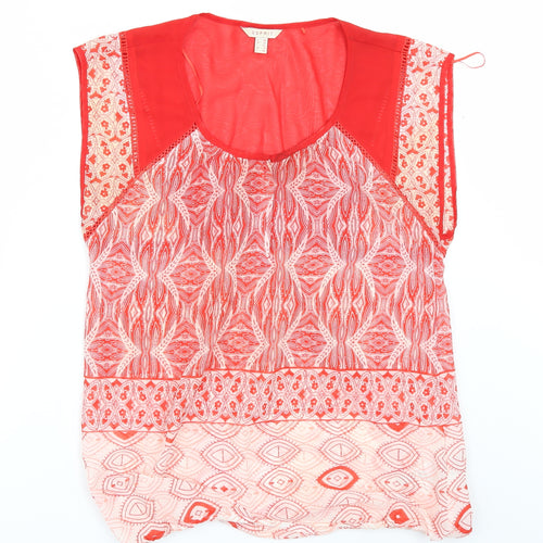 Esprit Womens Red Geometric  Tunic Blouse Size 12