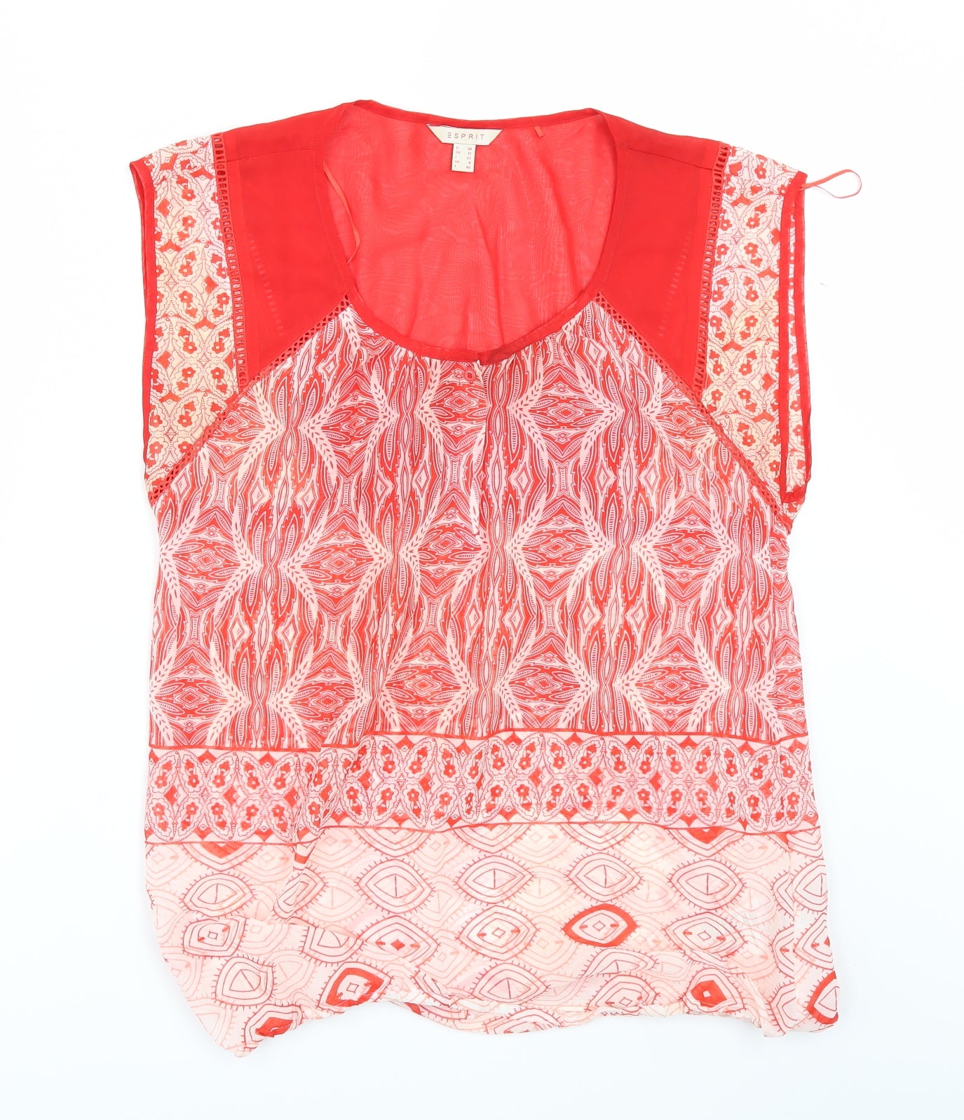 Esprit Womens Red Geometric  Tunic Blouse Size 12