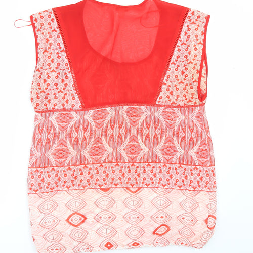 Esprit Womens Red Geometric  Tunic Blouse Size 12