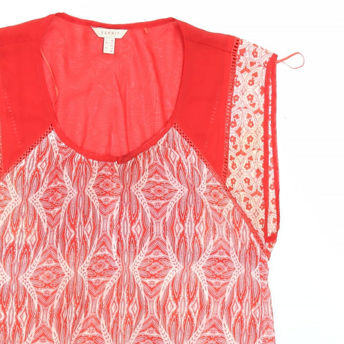 Esprit Womens Red Geometric  Tunic Blouse Size 12