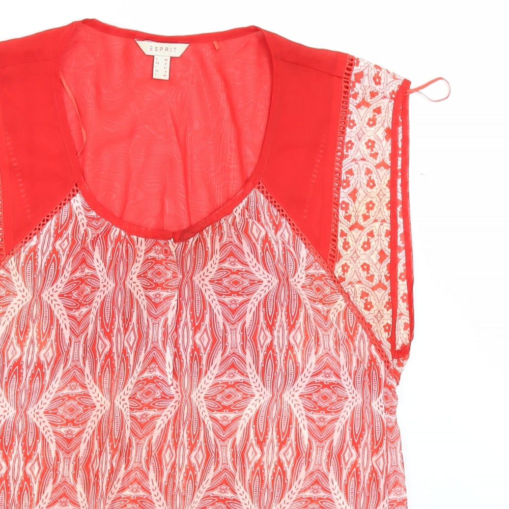 Esprit Womens Red Geometric  Tunic Blouse Size 12