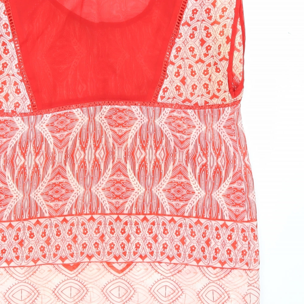 Esprit Womens Red Geometric  Tunic Blouse Size 12