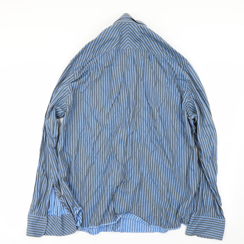 Marks and Spencer Mens Blue Striped   Button-Up Size XL