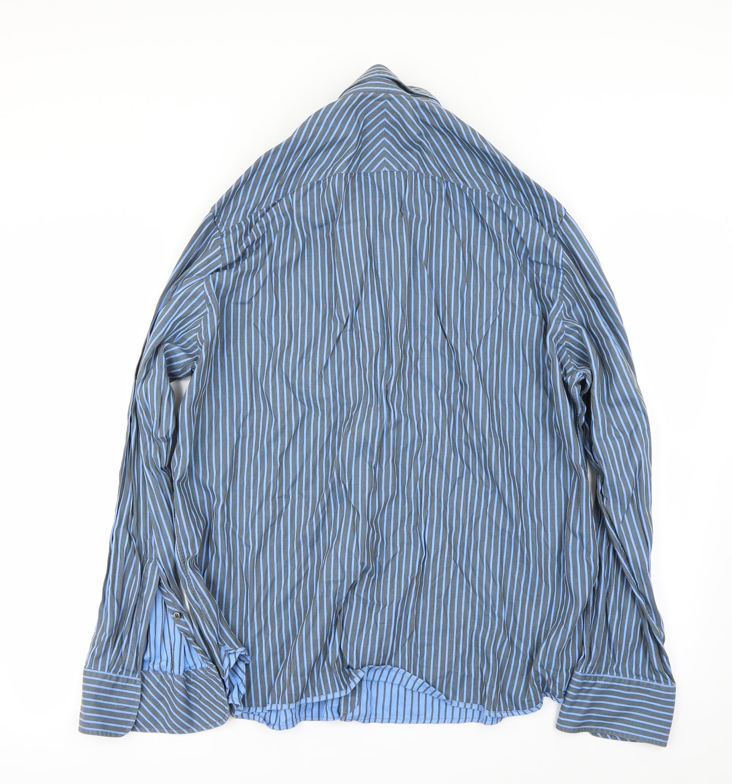 Marks and Spencer Mens Blue Striped   Button-Up Size XL