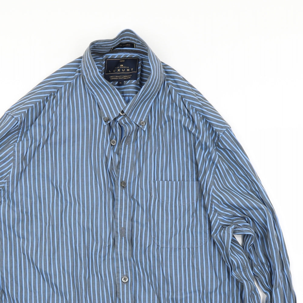 Marks and Spencer Mens Blue Striped   Button-Up Size XL