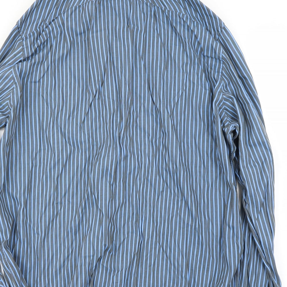 Marks and Spencer Mens Blue Striped   Button-Up Size XL