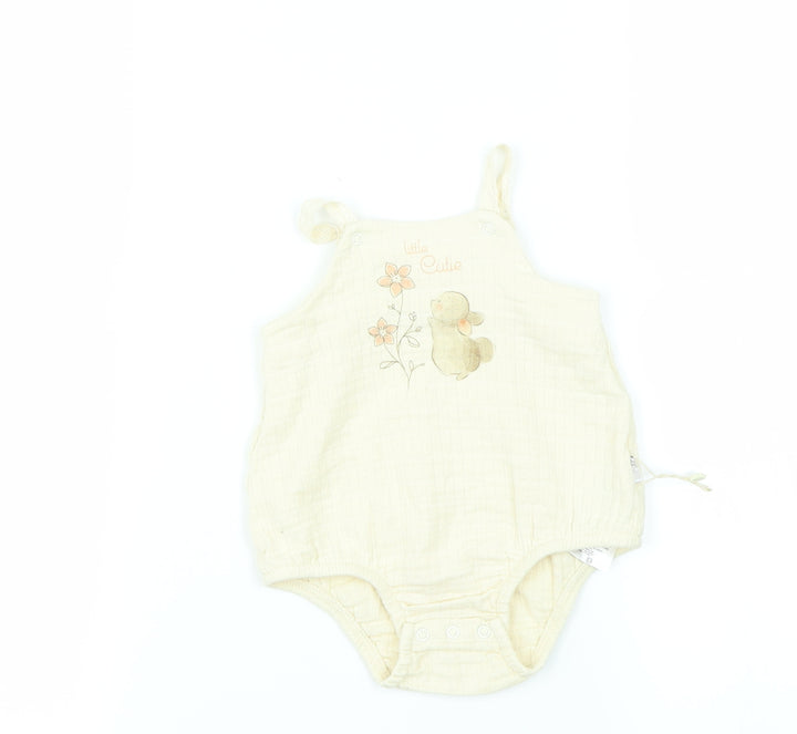 Preworn Girls Beige   Babygrow One-Piece Size 6-9 Months