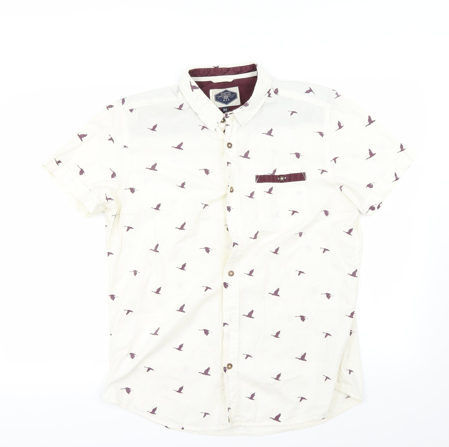 New Look Mens Ivory    Button-Up Size M